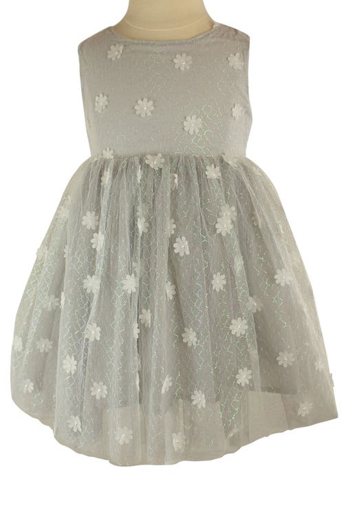 Popatu Kids' 3D Flower Overlay Dress in Grey 