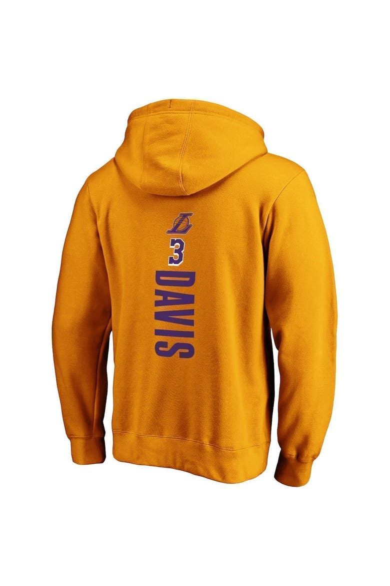 Men's Fanatics Branded Anthony Davis Gold Los Angeles Lakers Team Playmaker Name & Number Pullover Hoodie, Alternate, color, Gold