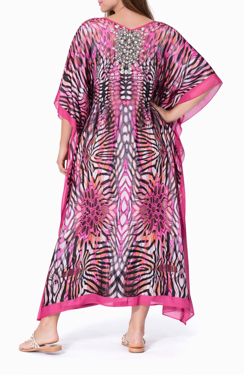 RANEES Print V-Neck Maxi Caftan, Alternate, color, 