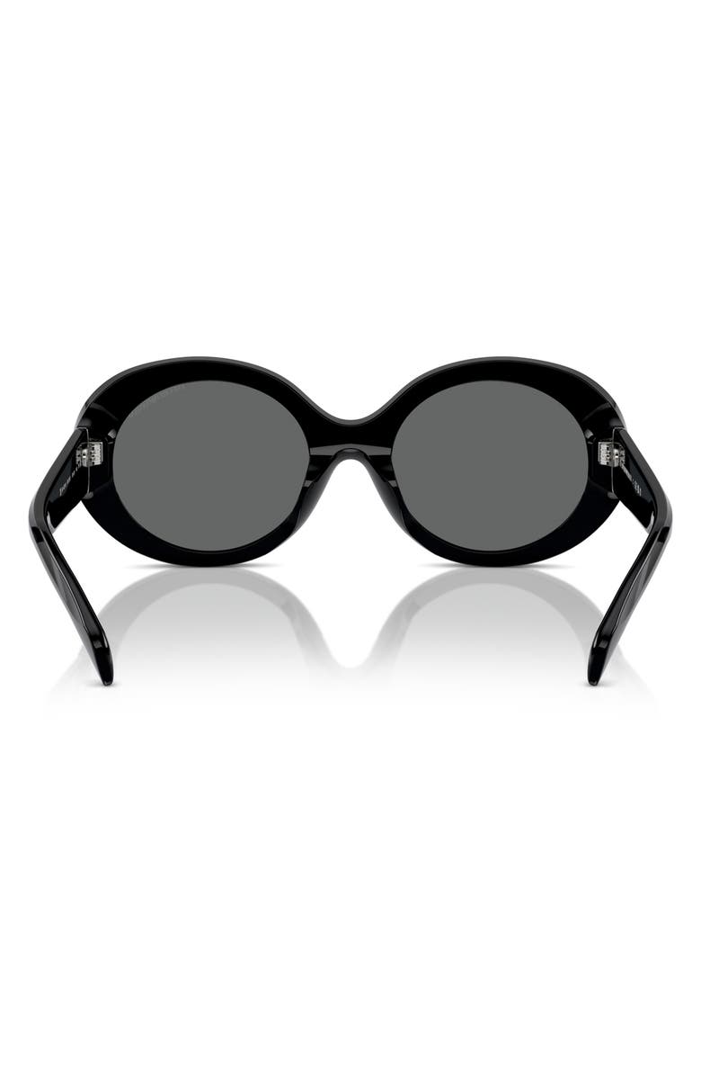 Emporio Armani 53mm Oval Sunglasses, Alternate, color, Shiny Black / Dark Grey