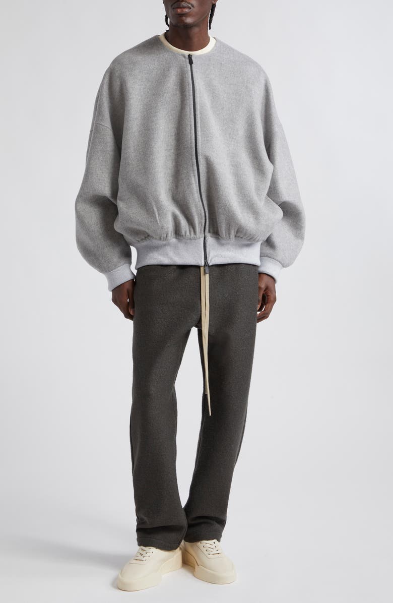 Fear of God Double Faced Virgin Wool & Cashmere Collarless Bomber Jacket, Alternate, color,