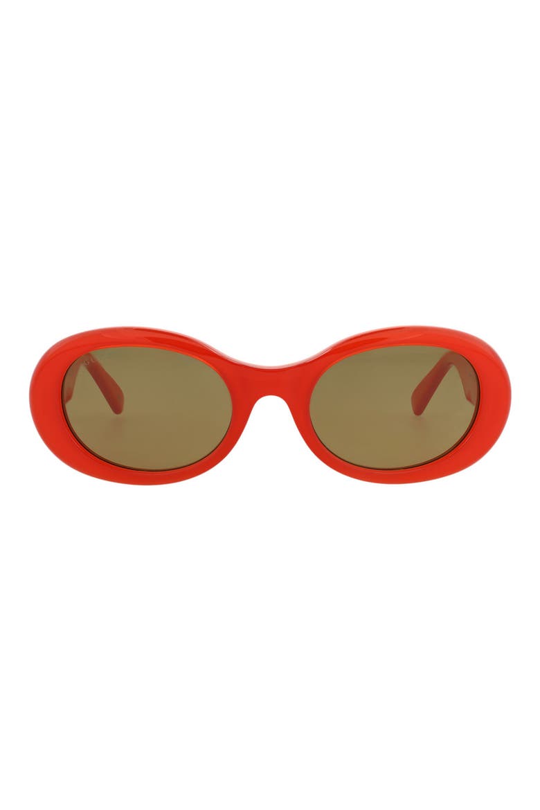 52mm Oval Sunglasses, Main, color, ORANGE ORANGE BROWN