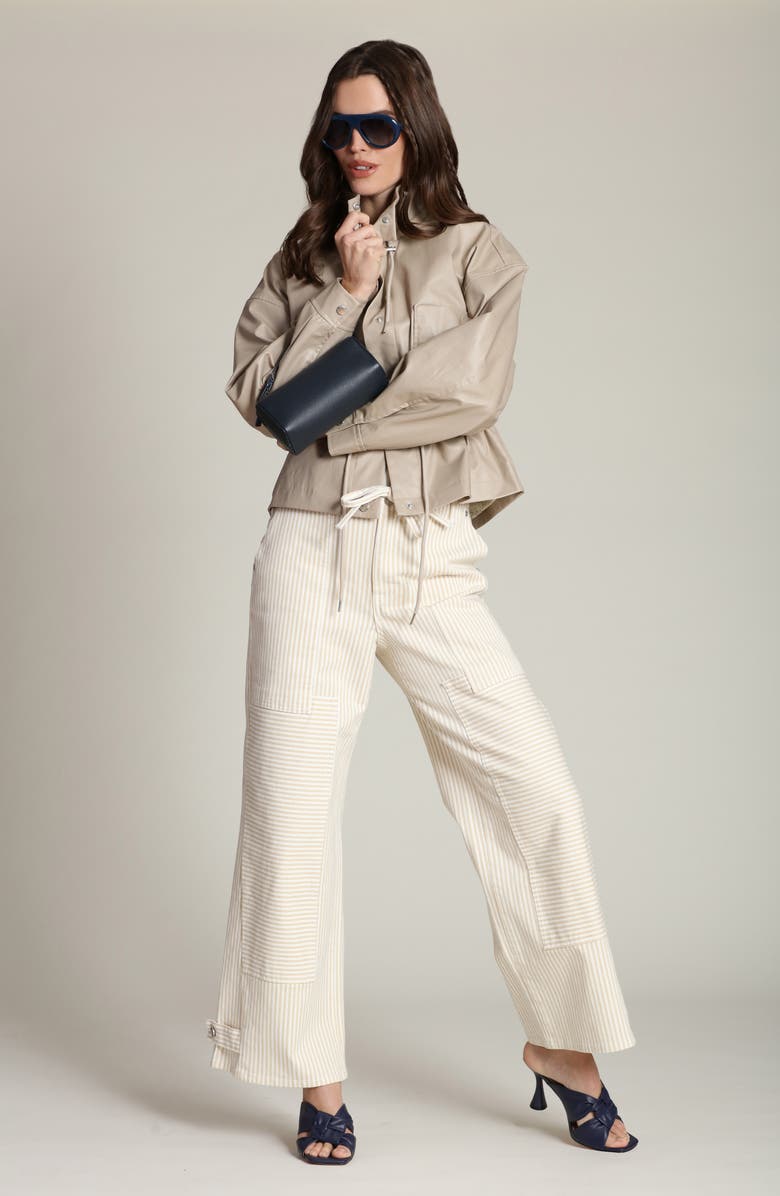 Avec Les Filles Faux Leather Peplum Jacket, Alternate, color, Clay