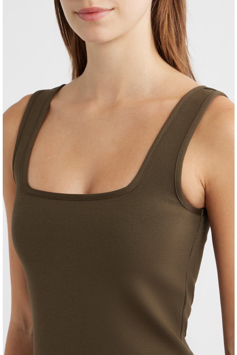 Square Neck Sleeveless Midi Dress, Alternate, color, OLIVE