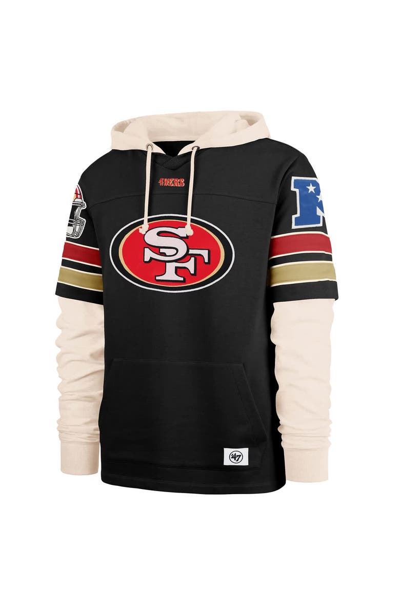 Men's '47  Black San Francisco 49ers Split Zone Cornerback Duo Hoodie, Alternate, color, Black