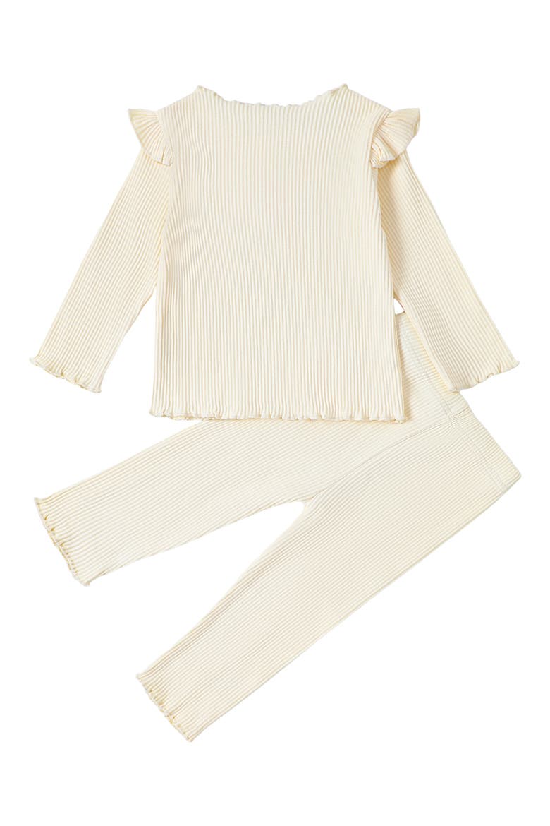 Ashimi Rib Long Sleeve Top & Pants Set, Alternate, color, BEIGE