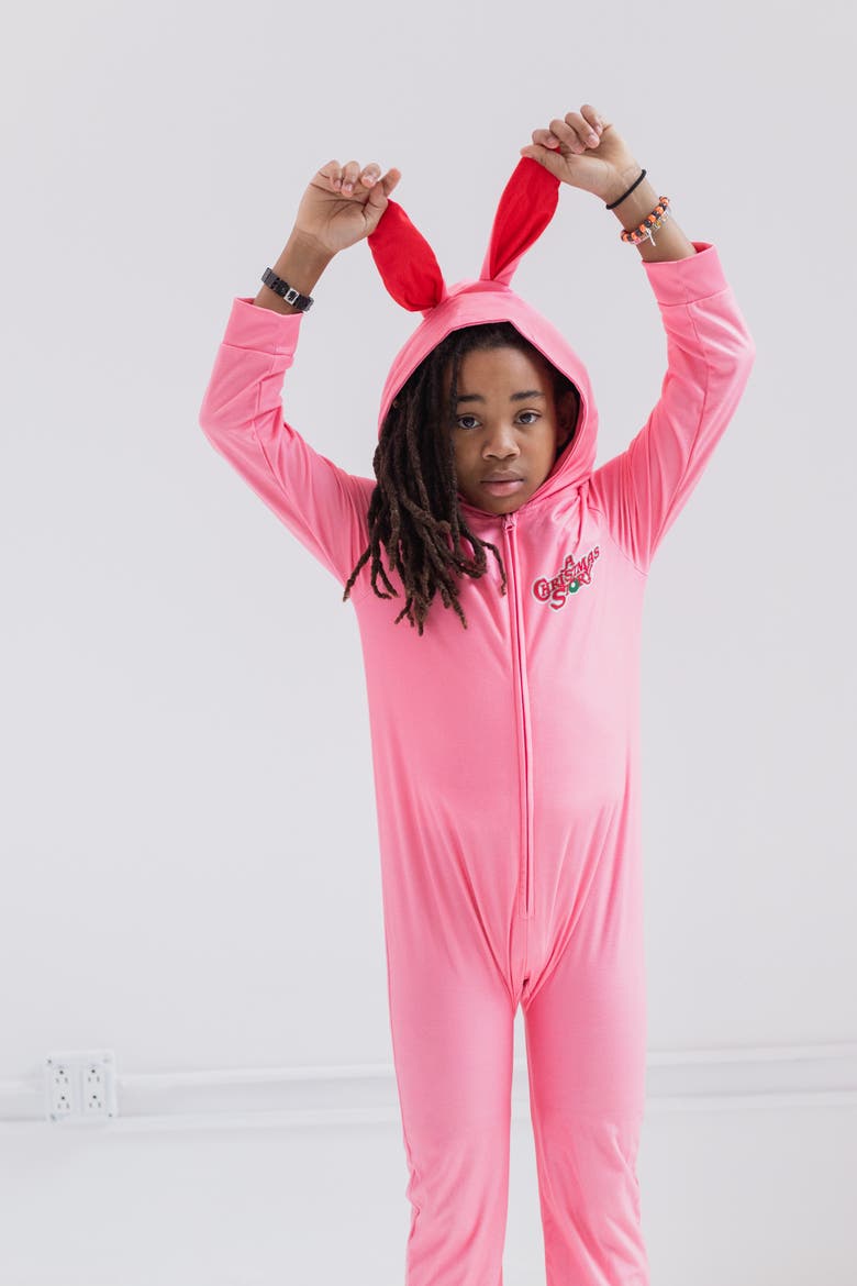 Ralphie Parker Hooded One Piece Pajama, Alternate, color, Ralphie Pink