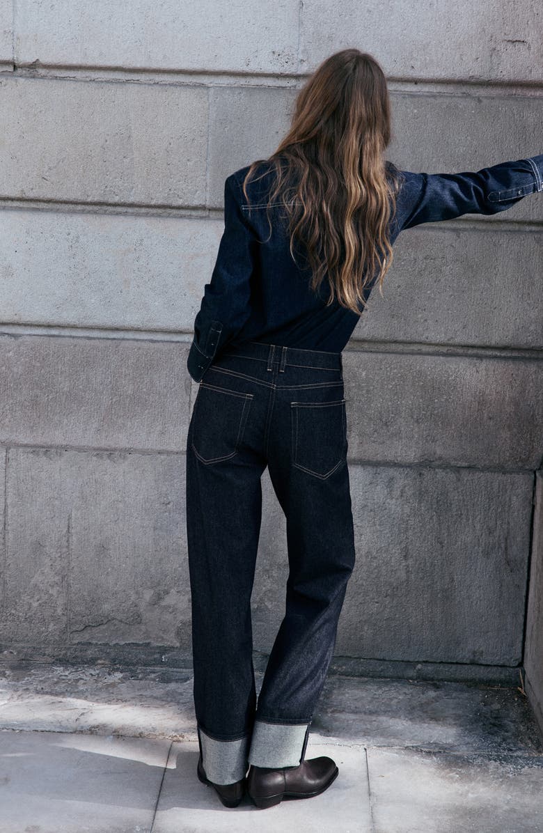 MANGO Cuffed Straight Leg Jeans, Alternate, color, 