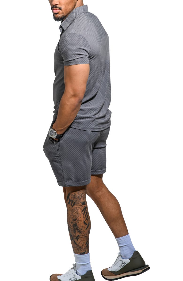 Maceoo Geo Pattern Stretch Nylon Polo, Alternate, color, Grey