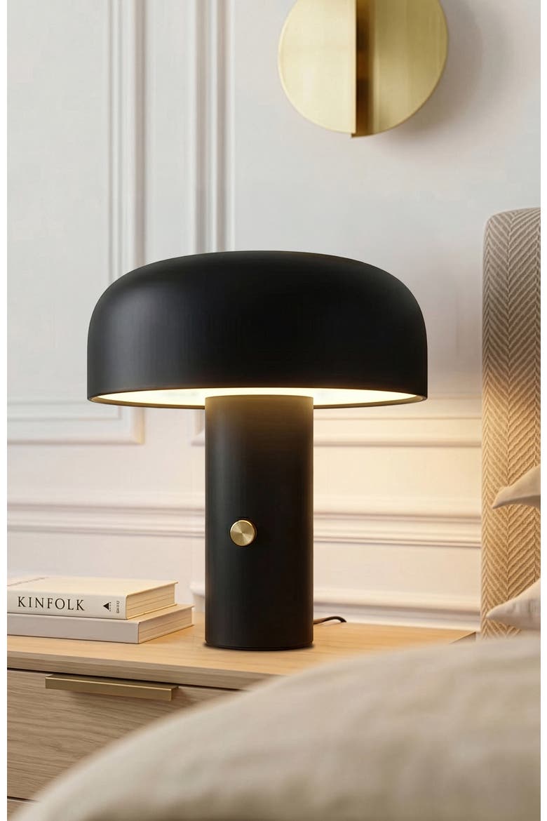 Anita Cream 12" Modern and Elegant LED Table Lamp with Brass Rotary Knob, Alternate, color, Cream