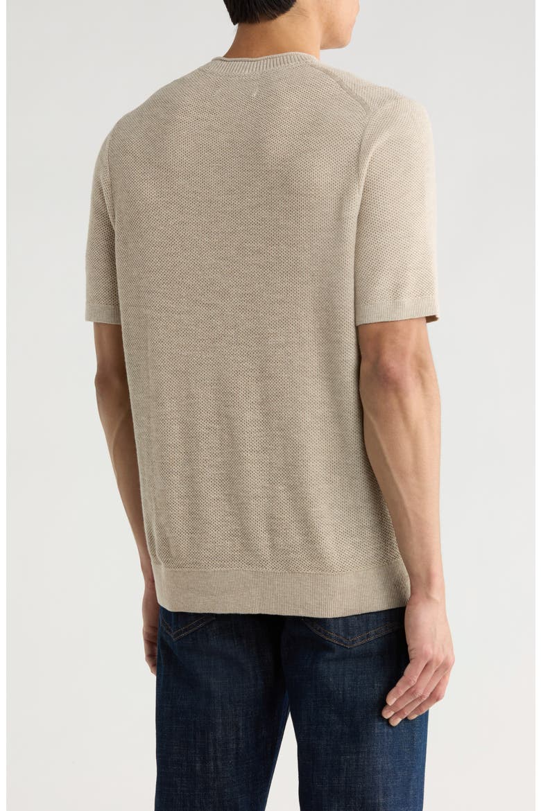 Salthill Short Sleeve Cotton & Linen Piqué Sweater, Alternate, color, OATMEAL HEATHER