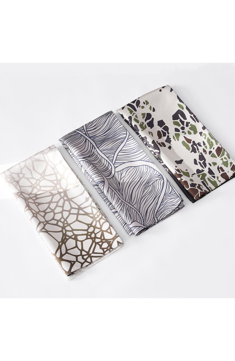 Chuks Collins x Lush Decor Ethereal Tangle Silk Scarf, Alternate, color, Ivory/Brown