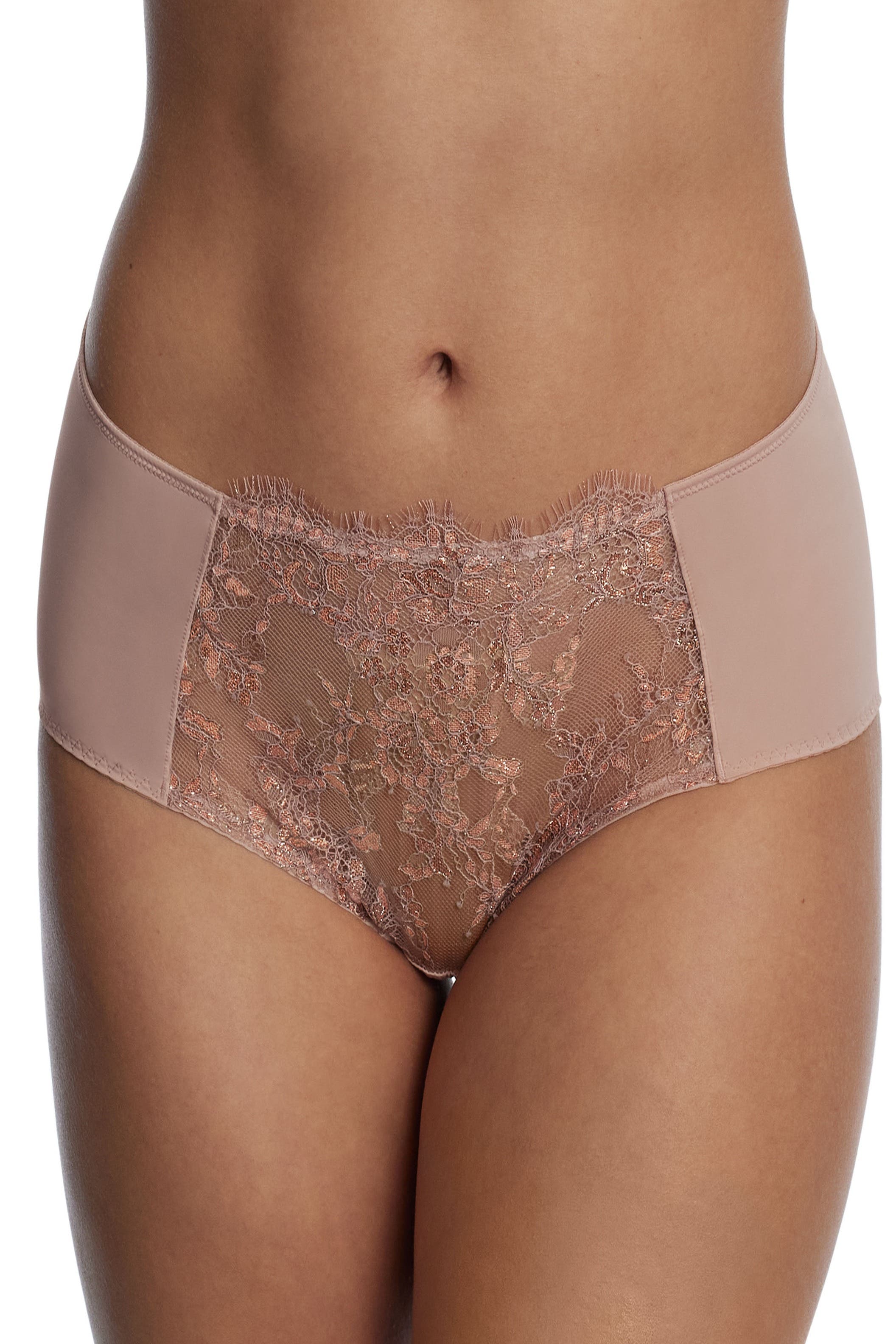 Skarlett Blue Entice Front Lace Brief in Romance/rose Gold 