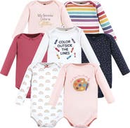 Hudson Baby Soft Cotton Long-Sleeve Bodysuits 7-Piece Value Pack