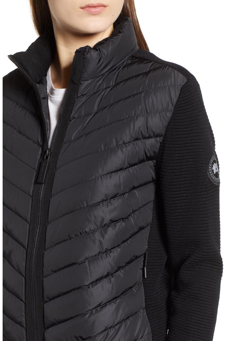 Hybridge Quilted & Knit Jacket, Alternate, color, BLACK