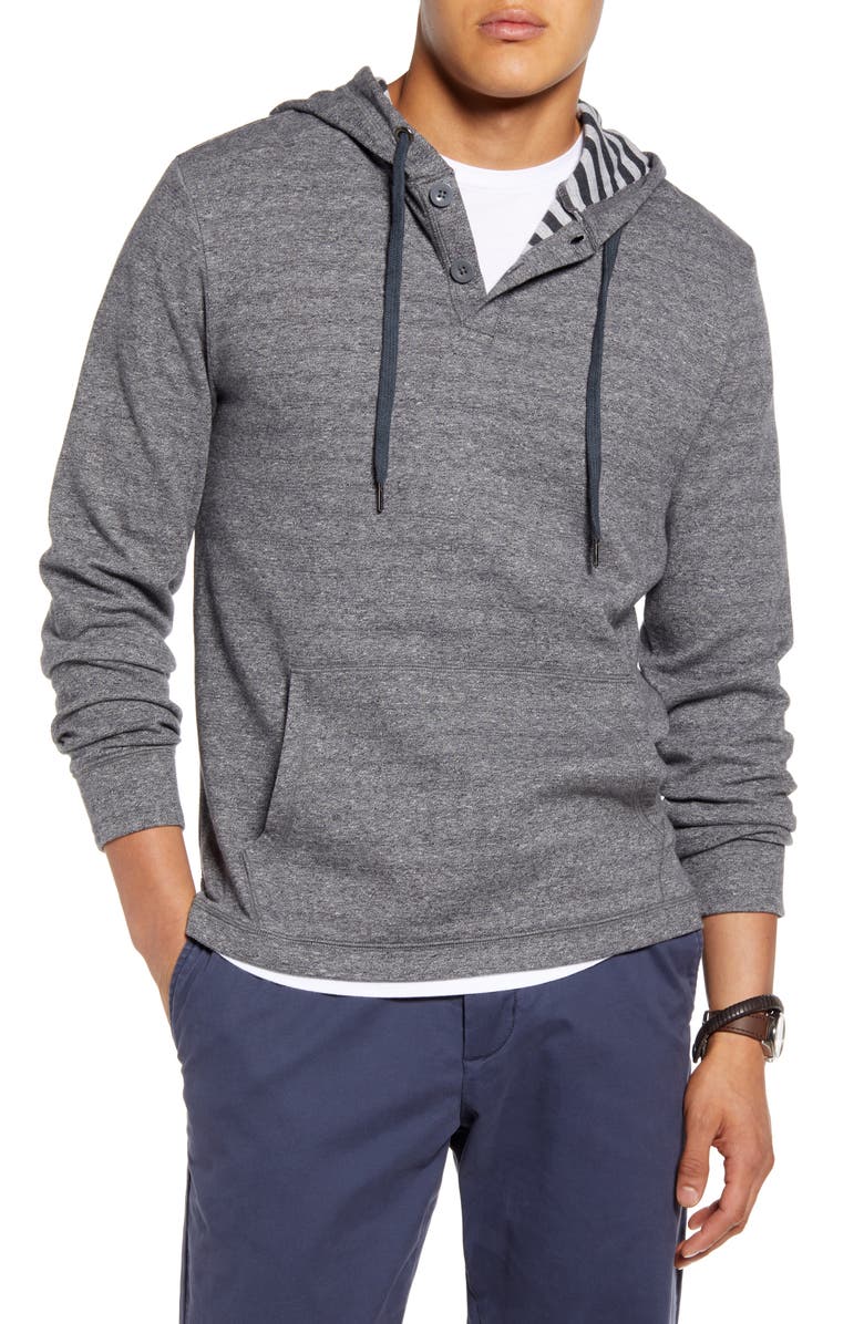 1901 Marled Cotton Stripe Henley Hoodie, Main, color, 