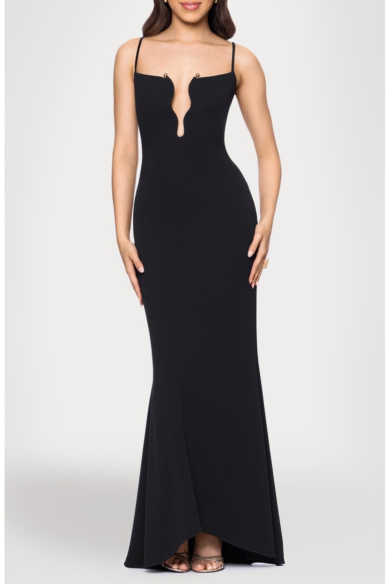 Cutout Scuba Gown, Main, color, BLACK