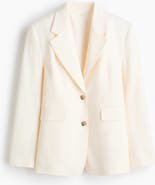 H&M Single-breasted Linen-blend Blazer