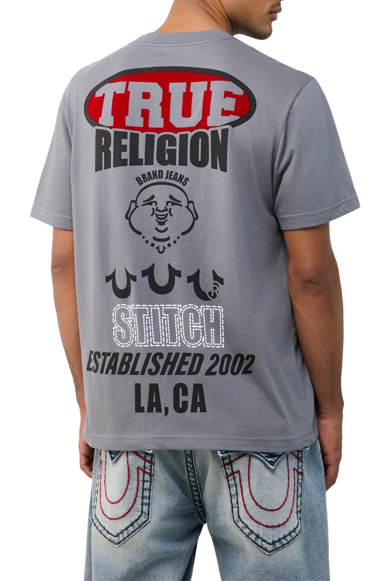 Stacked Logo Cotton Graphic T-Shirt, Alternate, color, GRANITE GREY