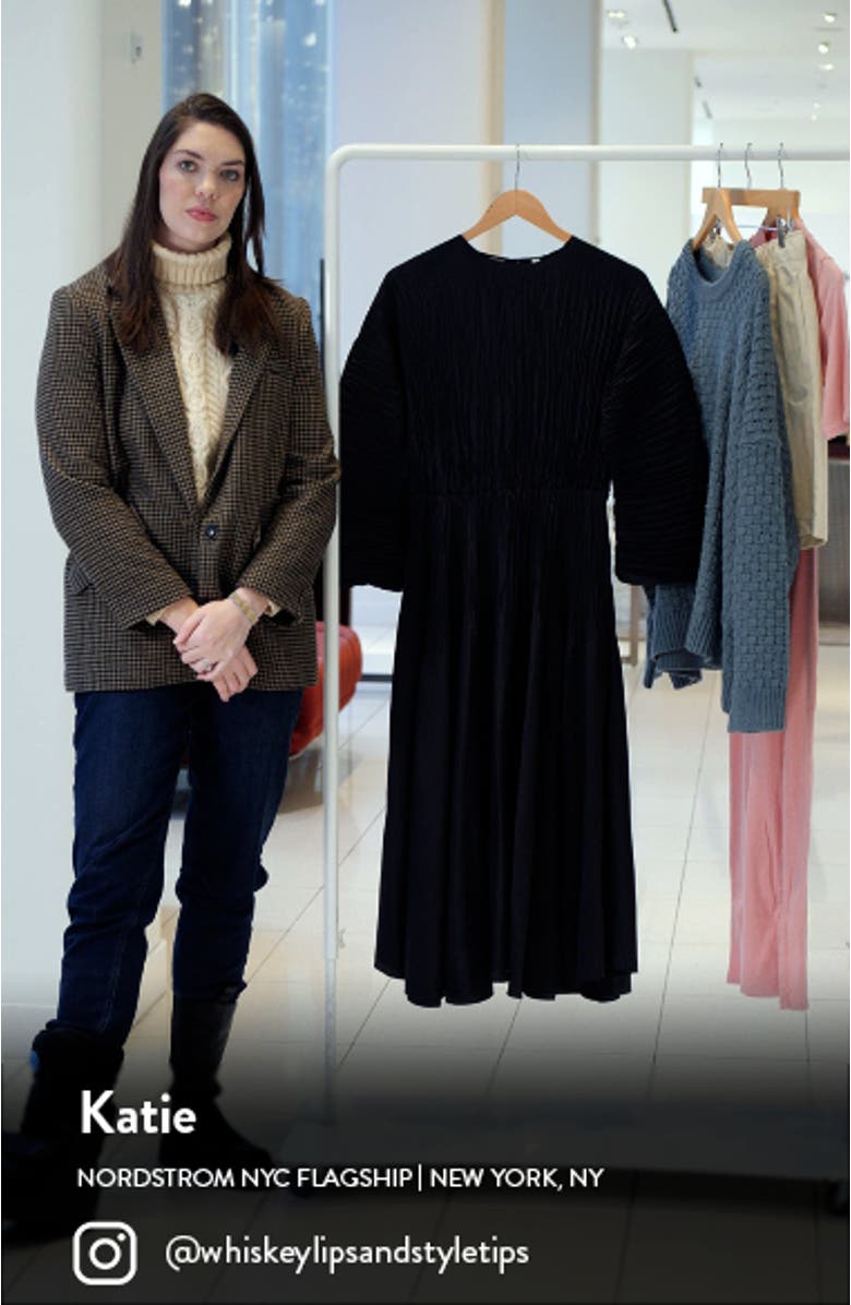 Micro Pleated Long Sleeve Midi Dress, sales video thumbnail