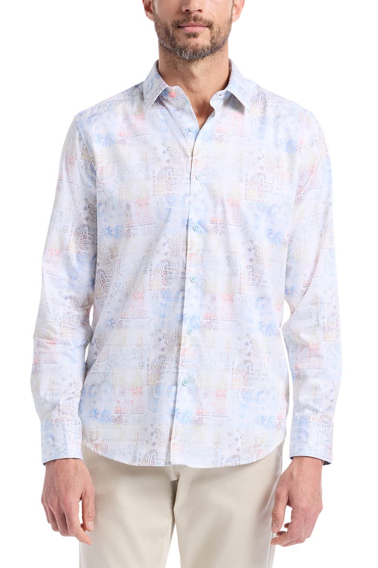 Vista Classic Fit Stretch Button-Up Shirt, Main, color, MULTI WHITE