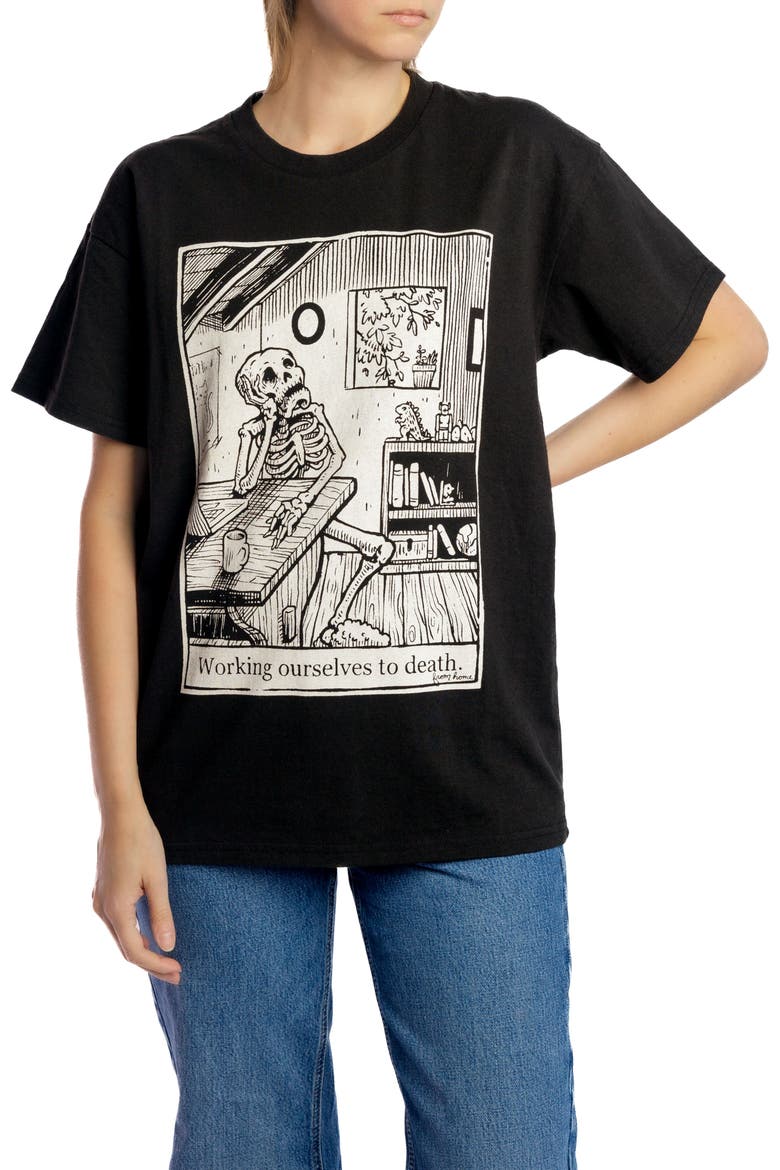 Work To Death Home Edition Heavyweight Tee, Alternate, color, Black