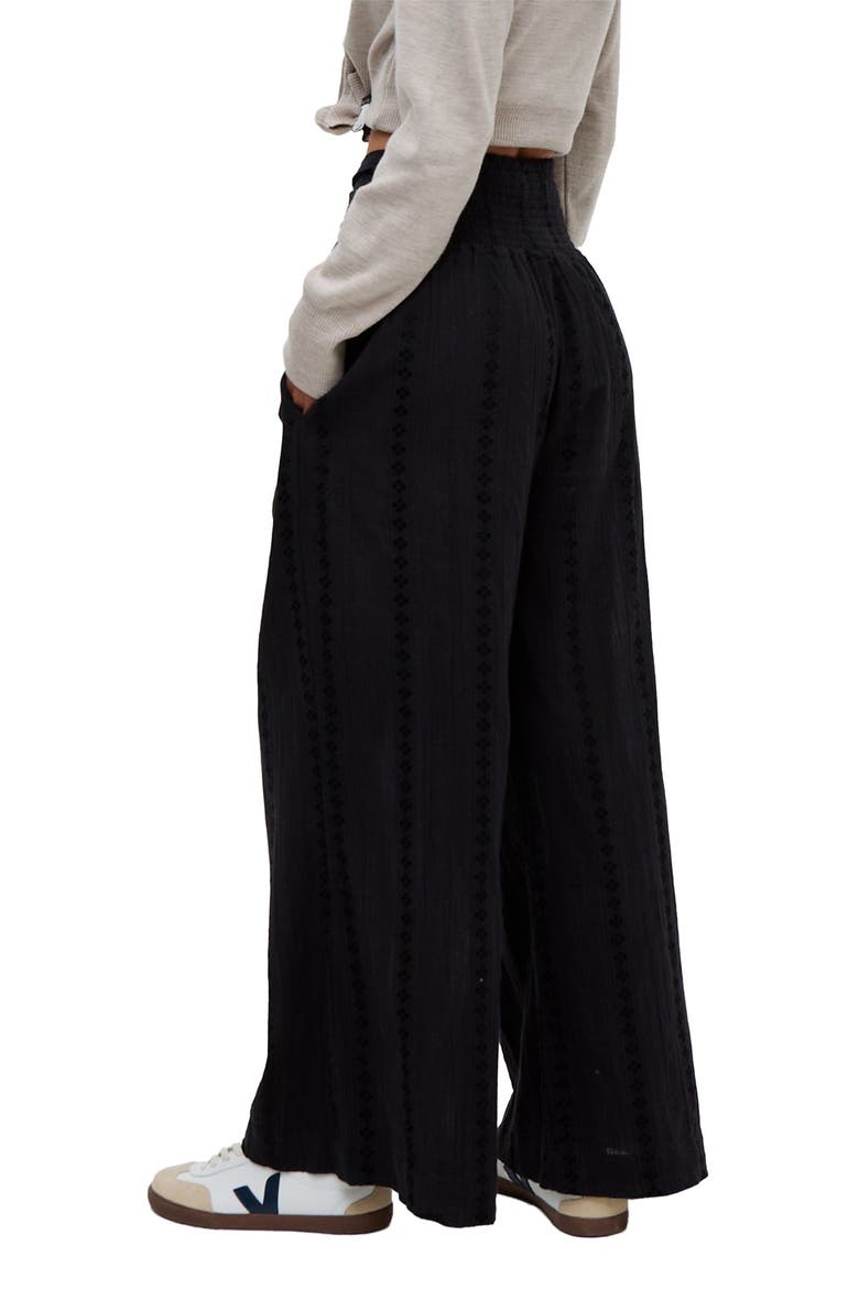 Farrah Wide Leg Jacquard Trouser, Alternate, color, Black