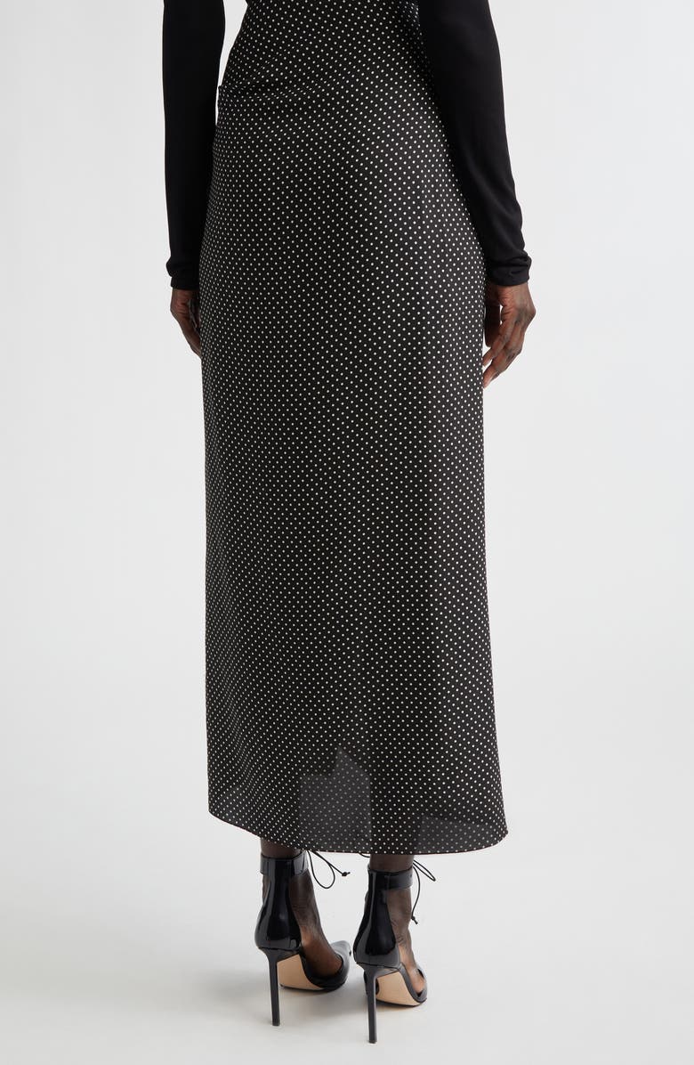 TOM FORD Polka Dot Silk Sable Faux Wrap Skirt, Alternate, color, Black/ Off White