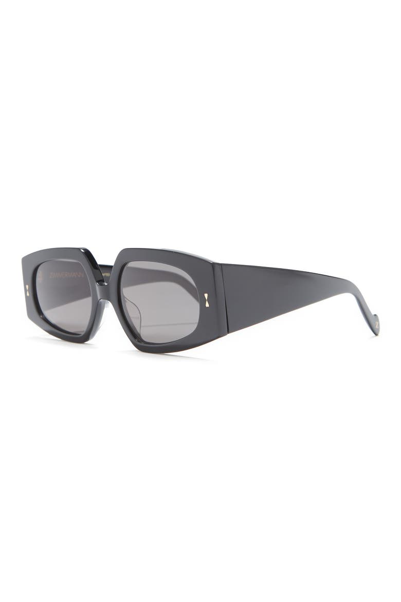 54mm Espionage Rectangle Sunglasses, Alternate, color, BLACK / GREEN MONO
