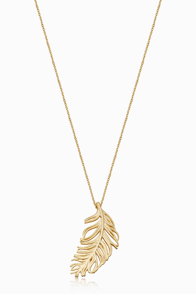 14K Yellow Gold Fine As A Feather Pendant Necklace, Main, color, Yellow Gold