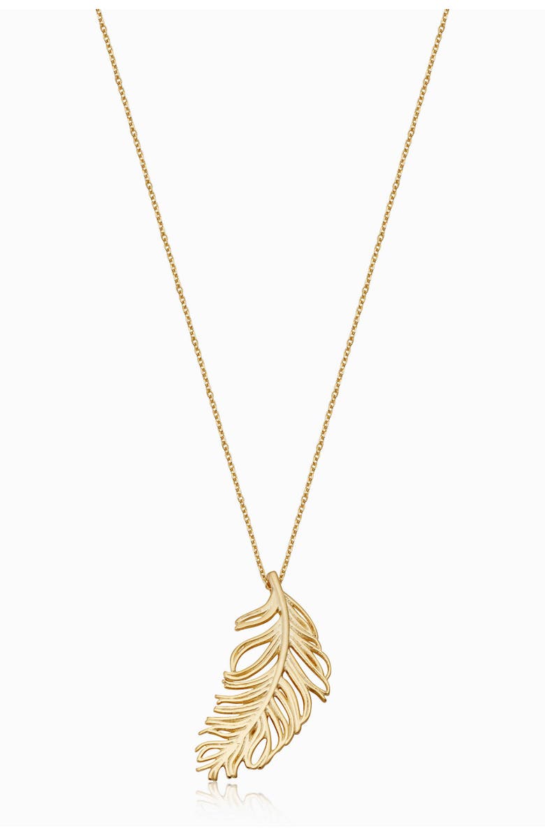 Oradina 14K Yellow Gold Fine As A Feather Pendant Necklace, Main, color, Yellow Gold