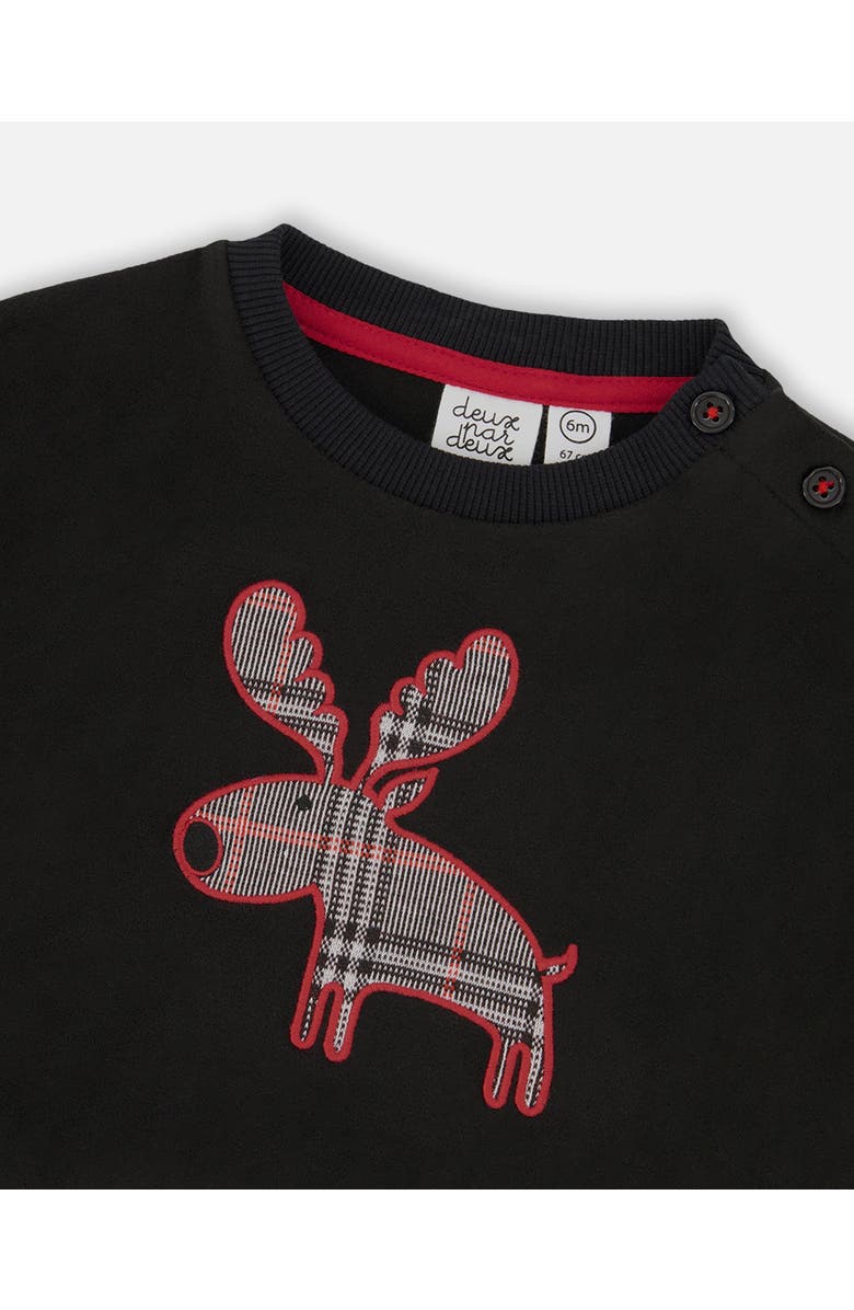 Deux par Deux Sweater and Cargo Pants Set with Moose Applique, Alternate, color, Black