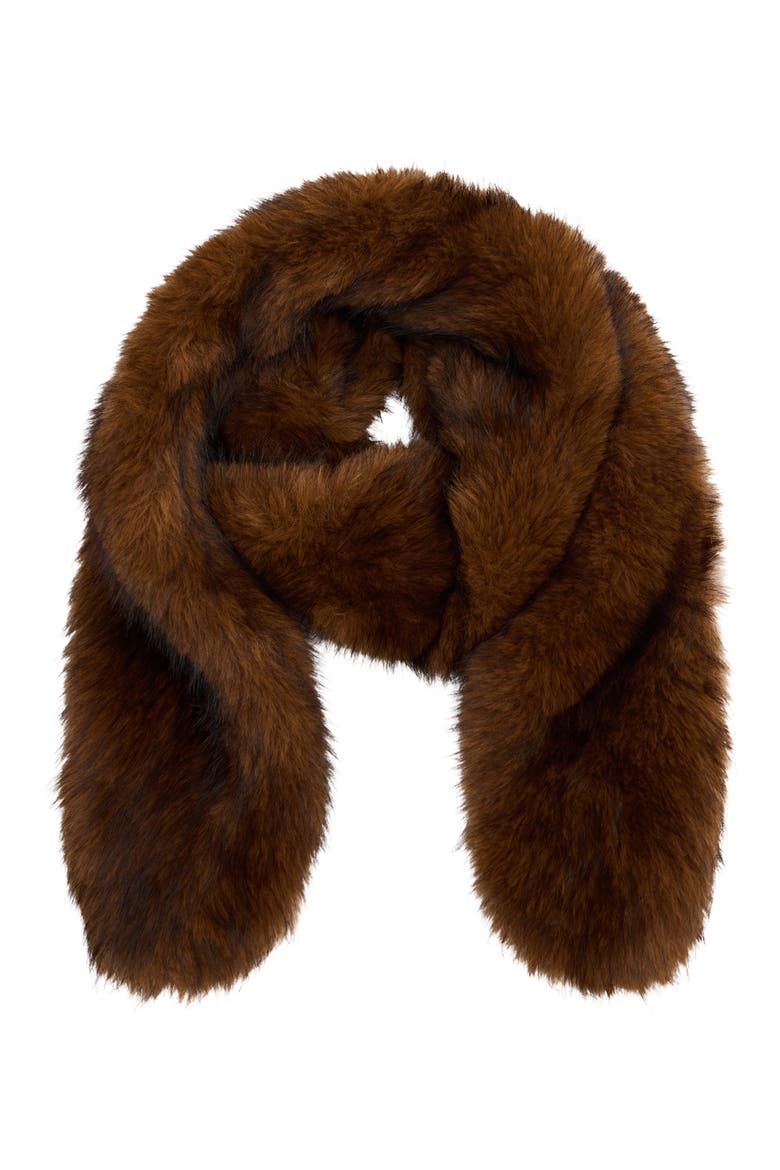 Faux Fur Scarf, Main, color, BROWN