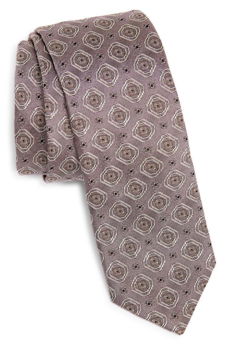 Medallion Silk Tie, Main, color, MED PINK