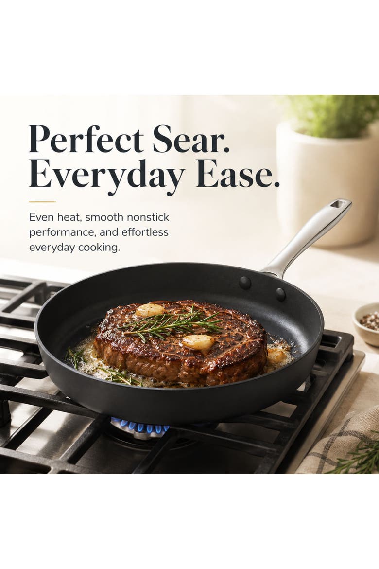 Maestro 11-Inch Ceramic Nonstick Frying Pan Skillet, Induction Ready, Oven Safe to 400°F, Alternate, color, Black 8 inch