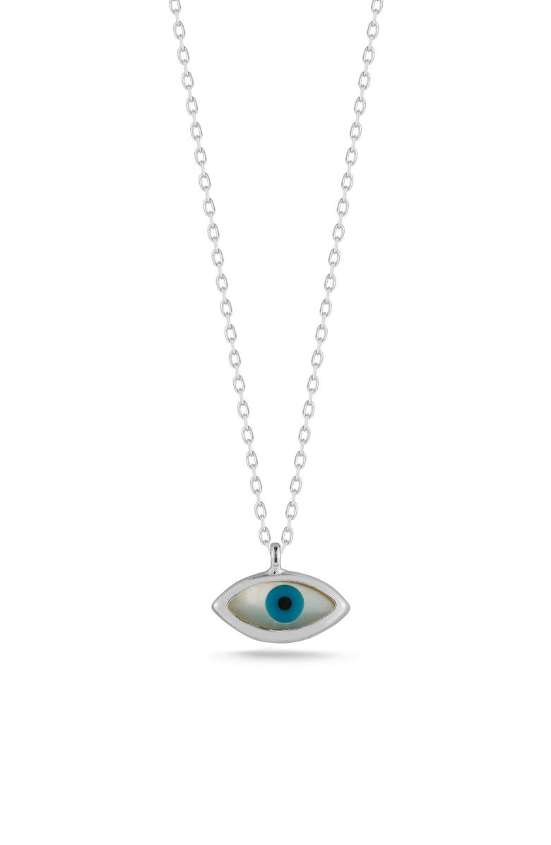 GLAZE JEWELRY Evil Eye Pendant Necklace, Main, color, Silver