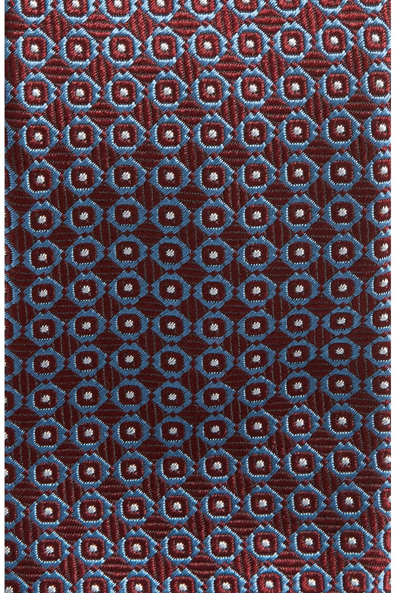 Jacquard Silk Tie, Alternate, color, DARK RED