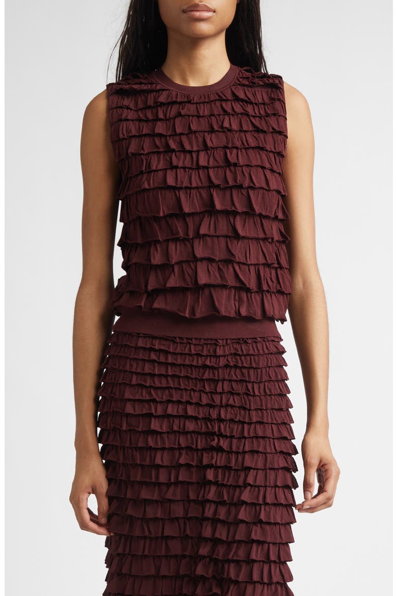 Lula Ruffle Tank, Main, color, CLARET