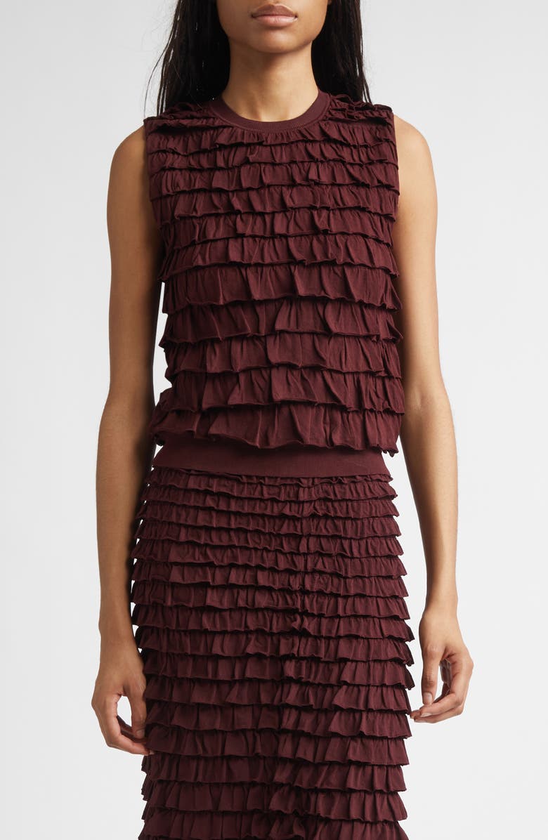 Ulla Johnson Lula Ruffle Tank, Main, color, Claret