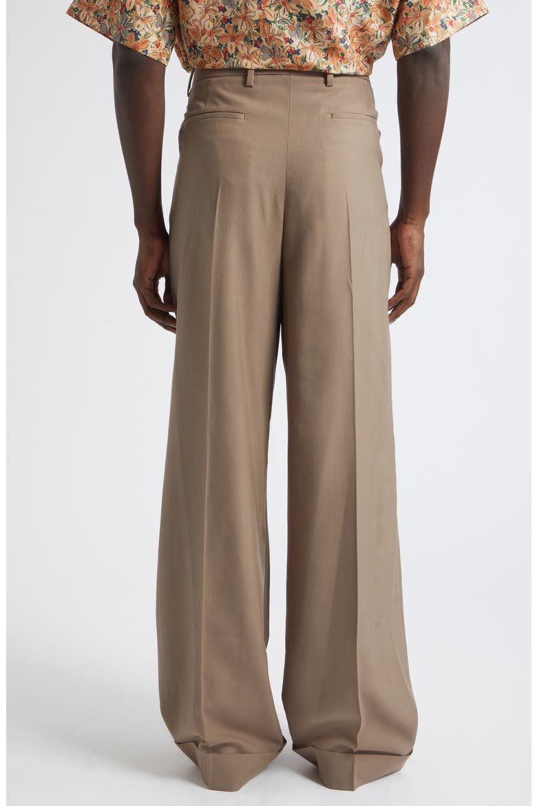 Pleated Virgin Wool Trousers, Alternate, color, LIGHT BROWN