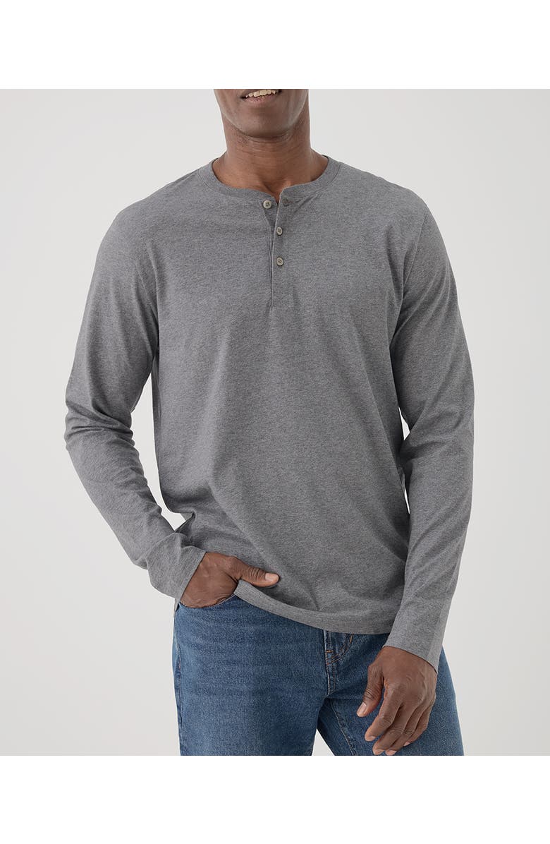 Pact Organic Cotton Softspun Long Sleeve Henley, Main, color, Medium Grey Heather