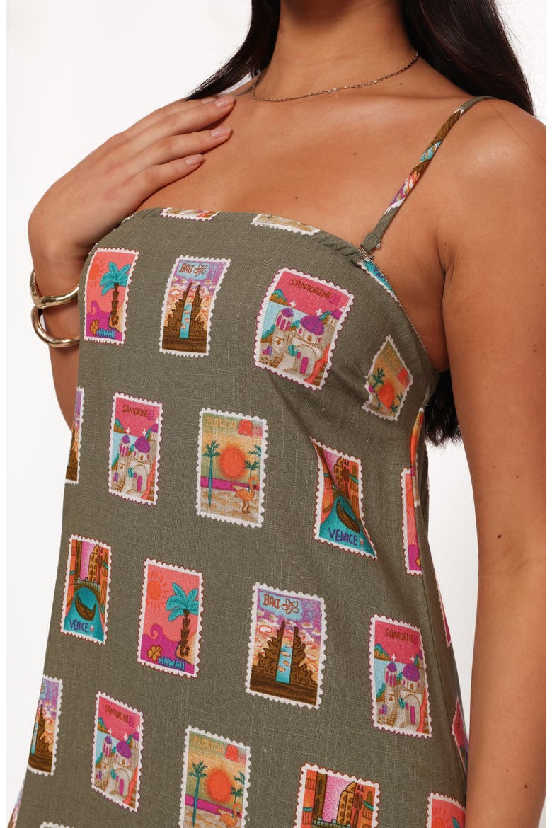 Aoife Postcard Print Maxi Dress, Alternate, color, OLIVE PRINT