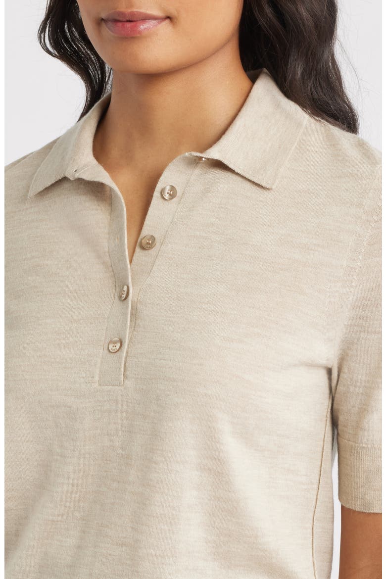 Fidenka Virgin Wool Polo Sweater, Alternate, color, LT BGE