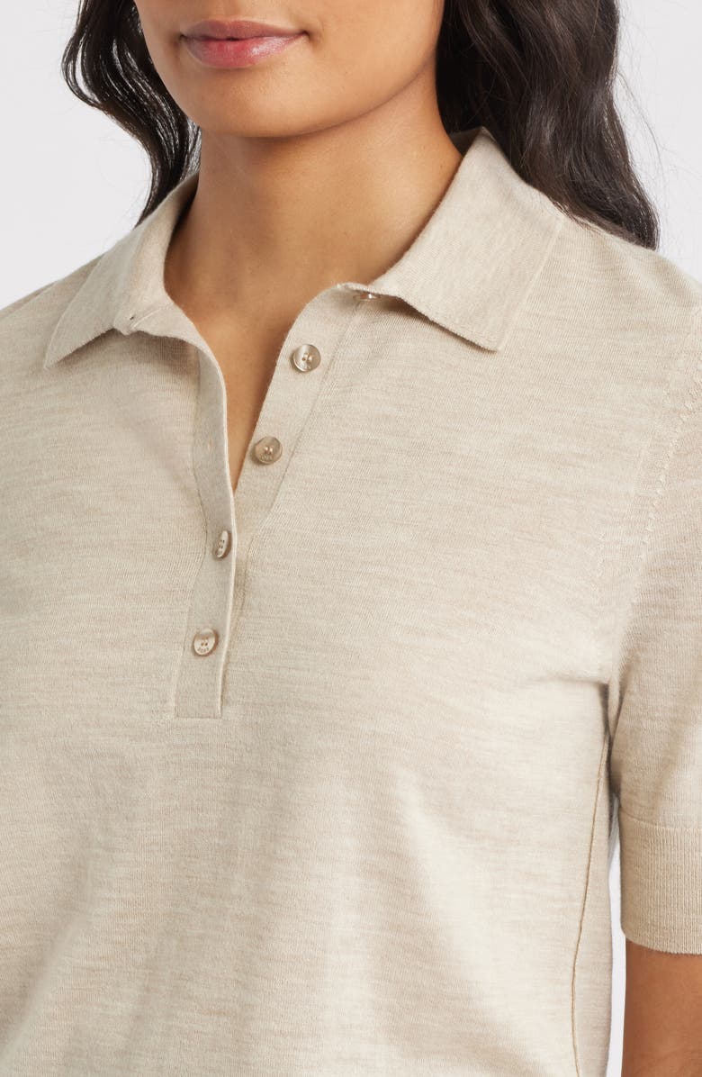 BOSS Fidenka Virgin Wool Polo Sweater, Alternate, color, Light Beige