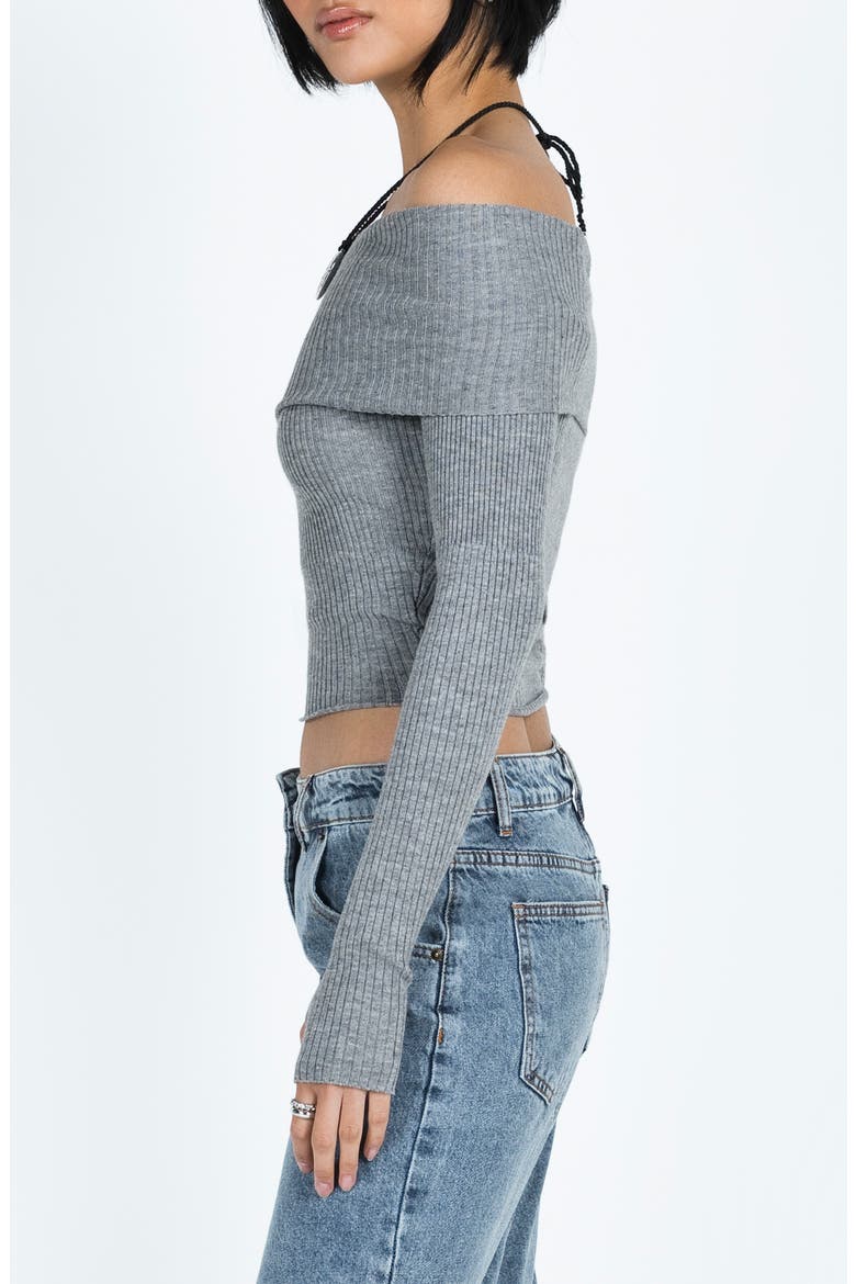 Morley Foldover Off the Shoulder Rib Sweater, Alternate, color, GREY