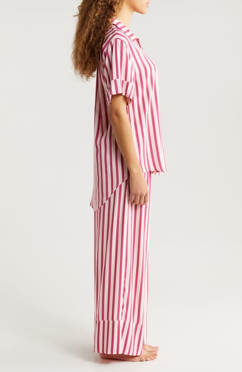 Papinelle Stripe Wide Leg Pajamas In Mulberry/pink Stripe