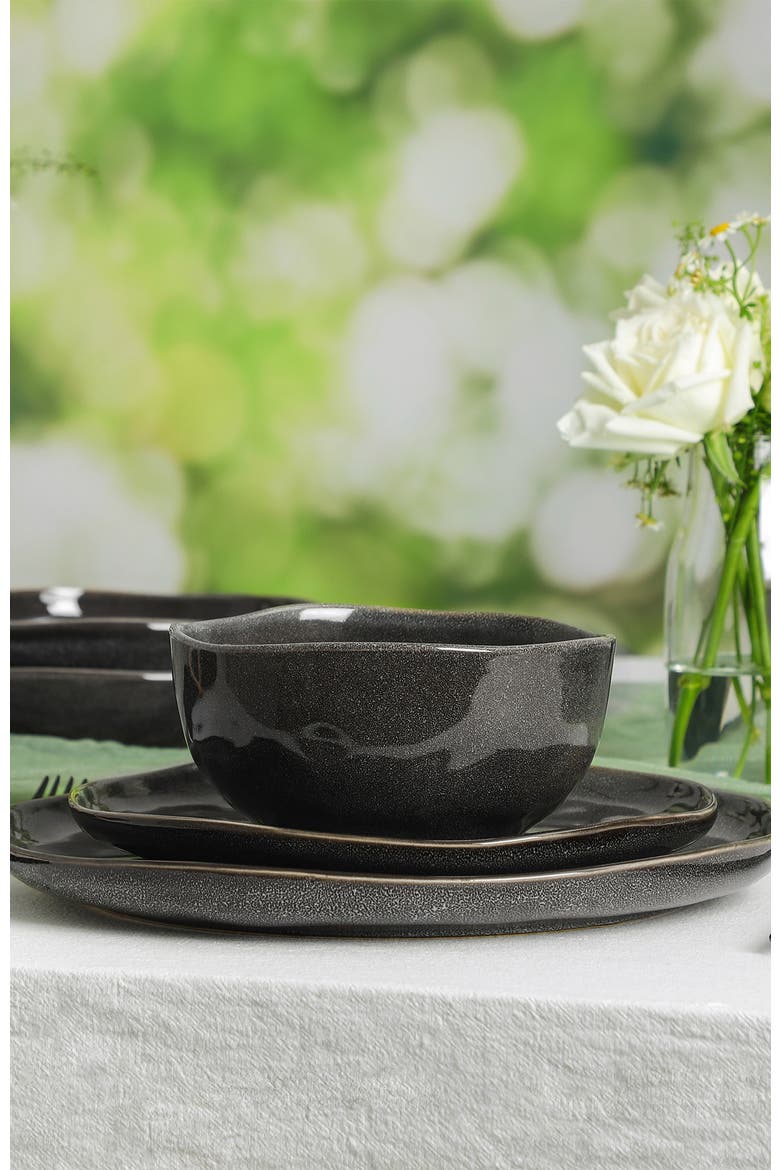 Mirella Stoneware 12-Piece Dinnerware Set, Alternate, color, Charcoal