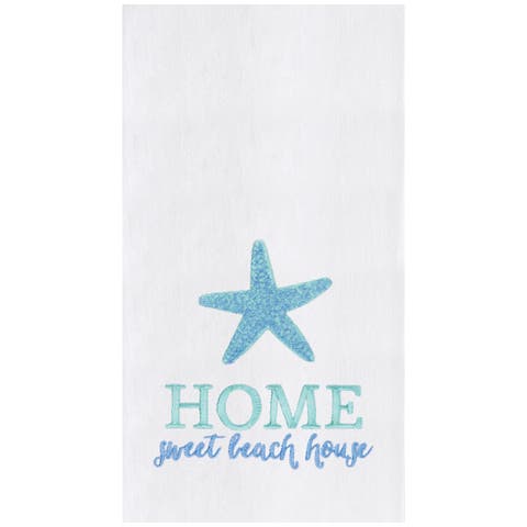 Home Sweet Beach House Embroidered Cotton Flour Sack Kitchen Towel