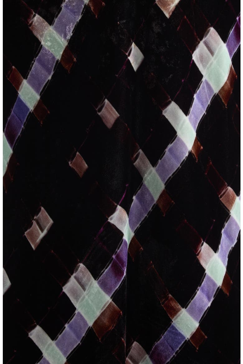 Jacqueline Painted Plaid Plunge Neck Velvet Slipdress, Alternate, color, CHOCOLATE PAINTED PLAID
