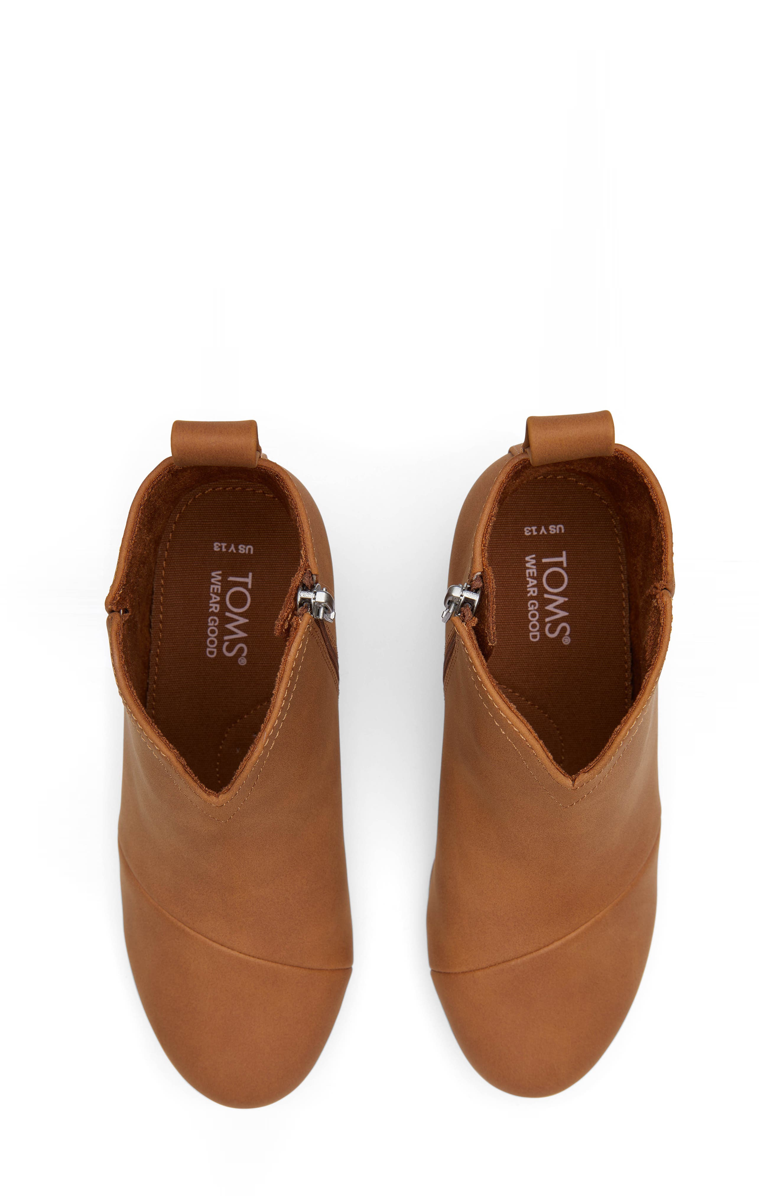 TOMS Kids' Clare Zip Wedge Bootie, Alternate, color, Tan